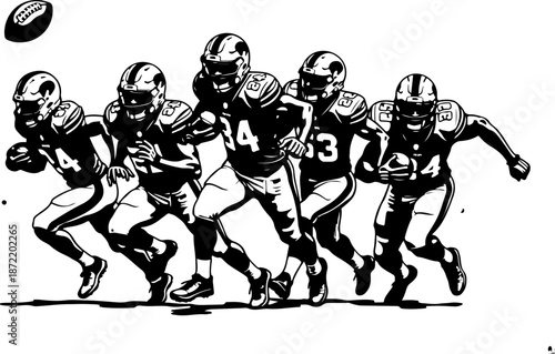 American Football Action Players Silhouette Vector