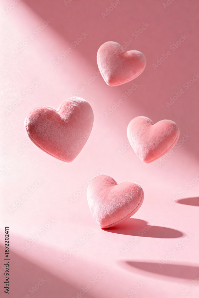 Obraz premium Roses on a abstract pink background. Valentines day.