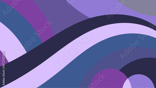 Abstract background with smooth flowing purple and violet waves and curved shapes