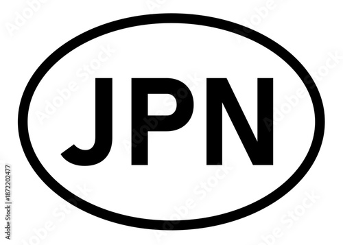 Japan JPN abbreviation vector on a white background
Country code abbreviation oval sticker icon on a white background