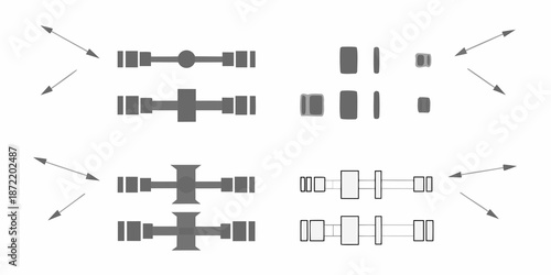 Diagram of various bolt and nut fastener configurations in a technical illustration