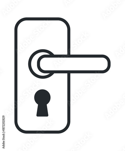 A modern door handle with a circular lock keyhole, emphasizing simplicity and functionality.