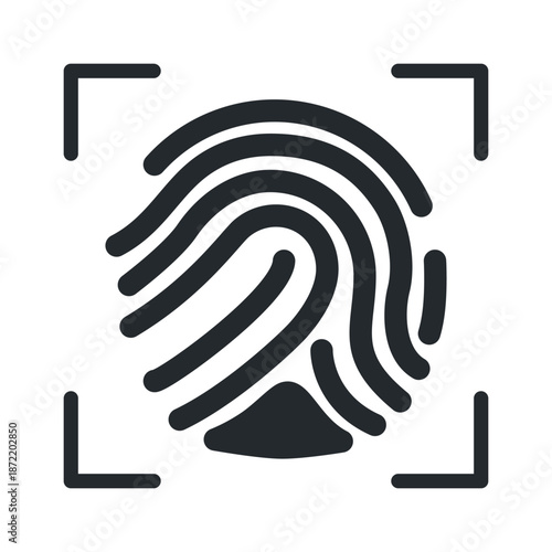 A close-up view of a fingerprint captured in a scanning frame, showcasing intricate lines and patterns.