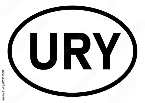 Uruguay URY abbreviation vector on a white background
Country code abbreviation oval sticker icon on a white background