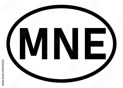 Montenegro MNE abbreviation vector on a white background
Country code abbreviation oval sticker icon on a white background