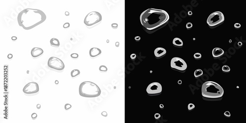 A comparative view of water droplets light and dark contrast illustration