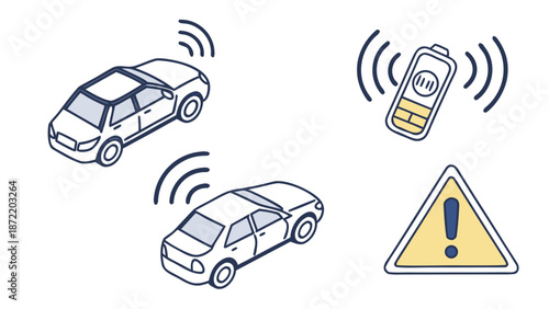 Connected Cars and Battery Alert A Modern Transportation Illustration.