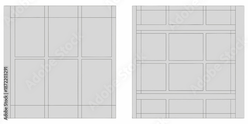 Two light gray panel doors with rectangular recessed designs are shown