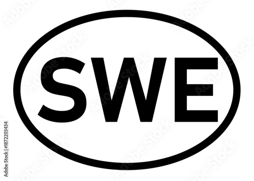 Sweden SWE abbreviation vector on a white background
Country code abbreviation oval sticker icon on a white background