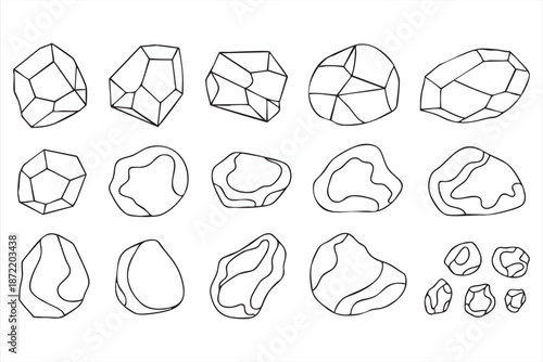 Natural Stone Line Art Symbols for Outdoor Education Interfaces