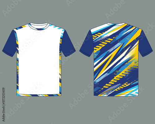 jersey uniform design template with abstract Yellow and Blue lighting shape
