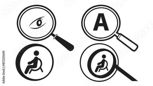 Magnifying Glass Icons Representing Vision Accessibility and Inclusivity.