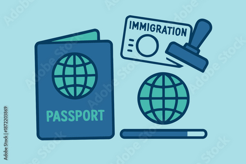 Passport and Immigration Stamp International Travel and Border Control.