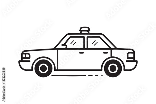 Police Patrol Car Icon for Law Enforcement Signage and Public Safety Design