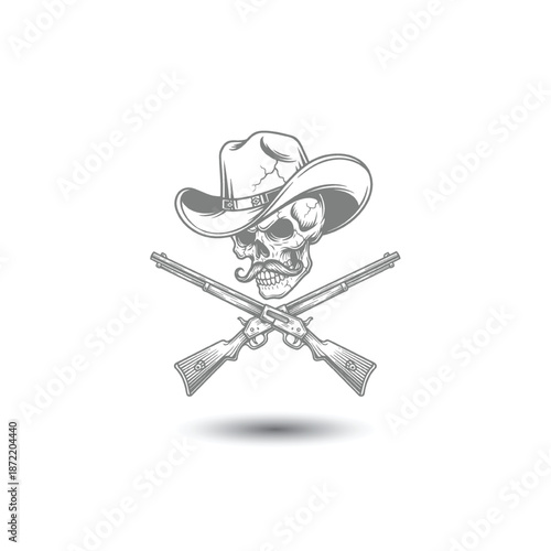 Western Outlaw Skull with Crossed Rifles Emblem