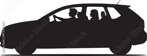 Silhouette of people driving in a car passengers