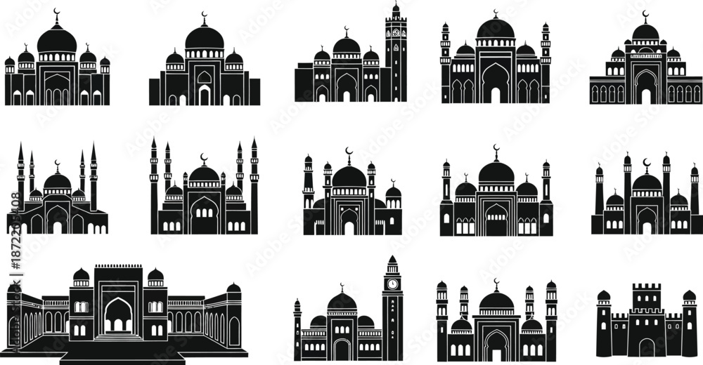 Fototapeta premium Collection of various mosque architecture designs