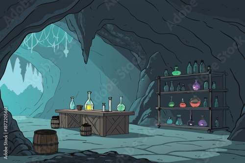 Bioluminescent Cave Potion Lab Economy