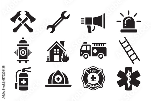 Safety Alert Icons for Fire Department Systems and Crisis Communication