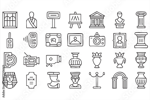 Museum and Gallery Icons for Exhibition Navigation and Visitor Apps
