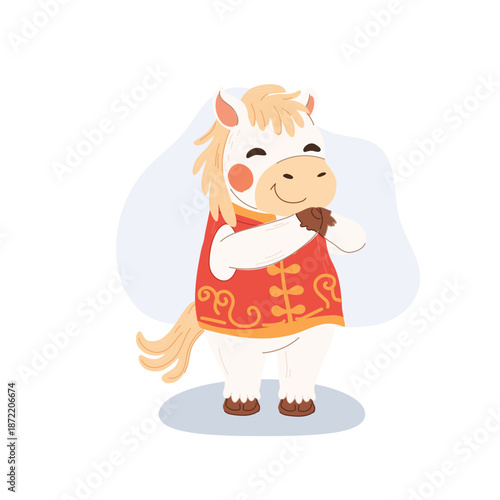 white horse chinese zodiac character illustration for chinese new year asian festival and holiday design