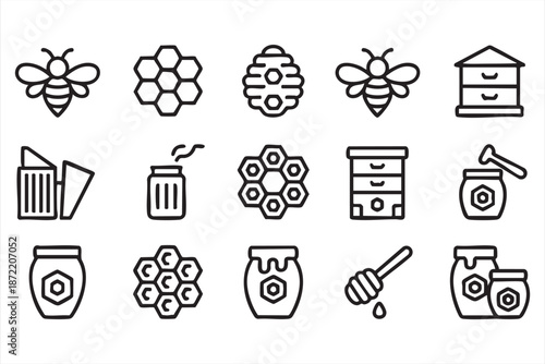 Honey Production UI Icons for Pollination Tracking and Agriculture Platforms