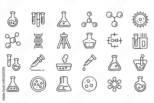Laboratory Experiment Symbols for Medical Testing and Education Apps