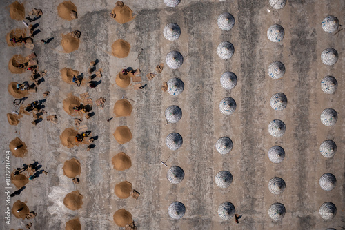 Brahmanbaria, Bangladesh - 29 October 2021: Aerial view of tactile paving featuring contrasting textures and tones in a geometric pattern, creating a visually stimulating sensory experience.