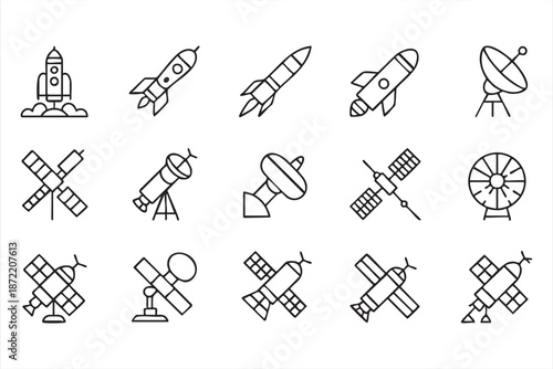 Space Rocket Icons for Aerospace Dashboards and Mission Control UI