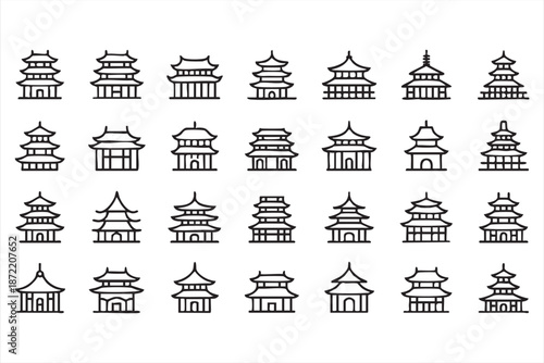 Asian Temple Icons for Cultural Tourism Apps and Heritage Guides