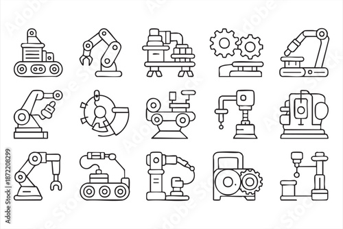 Factory Automation UI Icons for Mechanical Engineering Software