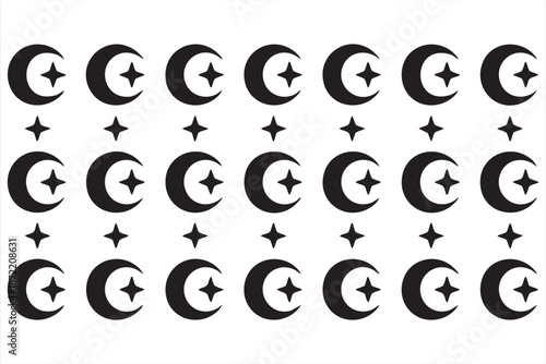 UI Moon and Star Icons for Dark Mode Interfaces and Night Apps