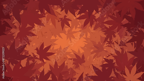 autumn leaves background with vibrant fall foliage forming a warm seasonal frame around a glowing orange center for designs.