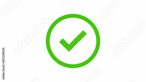 Green Checkmark Animation Success Confirmation Icon: Circular Progress Loader Resolves to Approval Symbol for Done Action 4k video animation seamless loop
