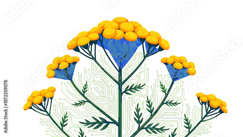 biotechnology innovation visual concept showing sustainable technology growth and the integration of digital nature circuits for future tech solutions