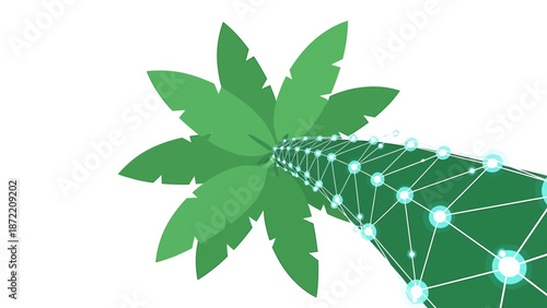 digital nature fusion illustrates environmental technology expanding as a connected structure representing sustainable progress for natural settings.