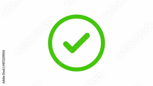 Green Checkmark Animation Complete Icon, Approval, Confirmation, and Successfully Done Action 4k video animation seamless loop