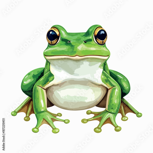 illustration of a green frog playful amphibian character on a clean white backdrop perfect for diverse design projects