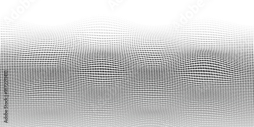 Black Abstract Background with Halftone Linear Gradient Vector Texture Wave Dots Pop Art Style. Dot Structure with Subtle Texture as Design Element. Halftone Contrast Graphic Minimalist Art Wallpaper.
