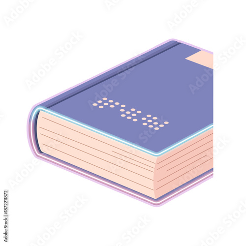 A digital illustration of a braille book viewed from an angle on a plain white background