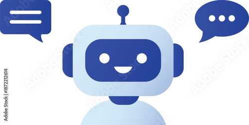 AI Chatbot Robot Assistant Icon with Receiving Message from Customer and Speech Bubble
