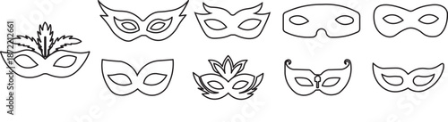 Black mask vector icon collection. Different masks silhouette isolated on white background. Set