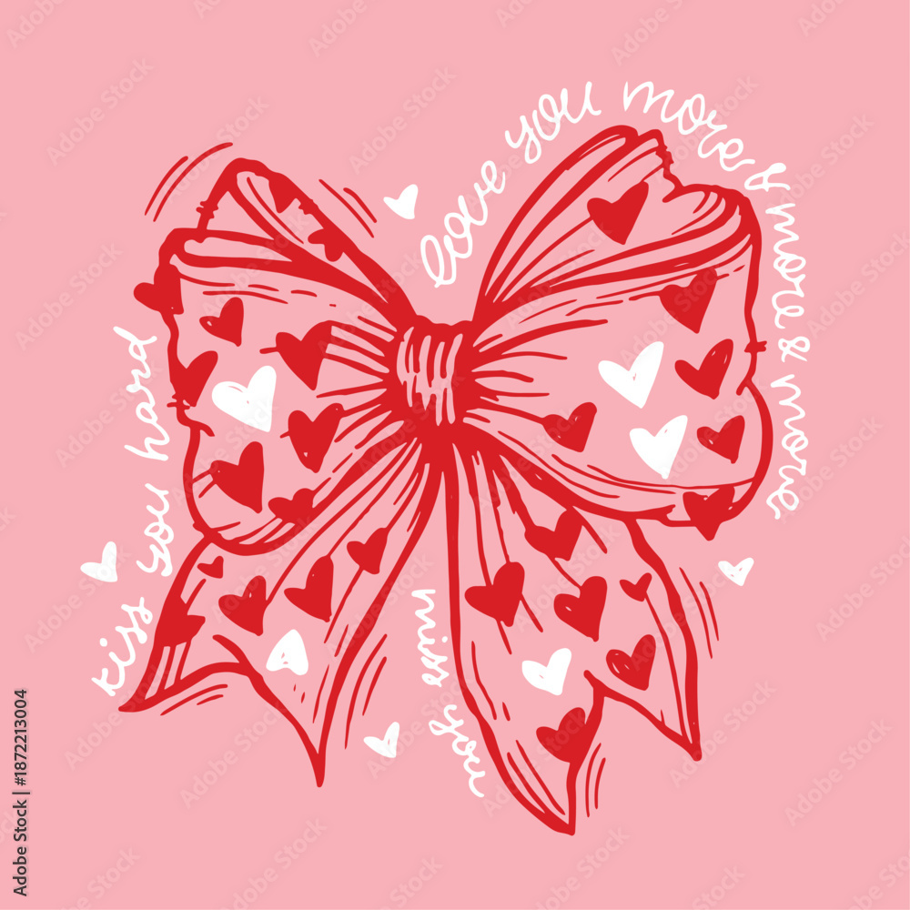 Fototapeta premium Valentine's Day core. Hand drawn doodle lettering quote about Love. Lettering for t-shirt design, mug print, bag print, clothes fashion. 100% hand drawn vector image.