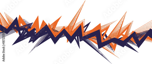 Abstract orange and dark blue zigzag pattern on white background