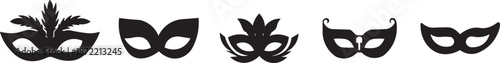 Black mask vector icon collection. Different masks silhouette isolated on white background. Set