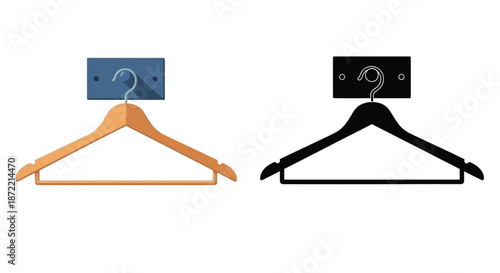 Two clothing hangers one light wood and one dark displayed side by side