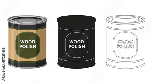 Three cans of wood polish in varying color schemes are showcased