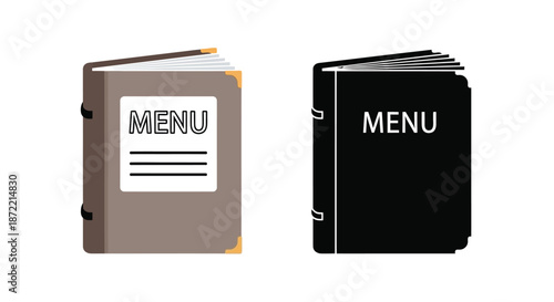 Two illustrated menu designs one light and one dark are presented