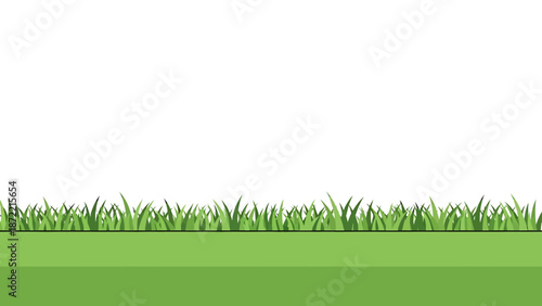 green grass border illustration with fresh green lawn on white space for spring summer nature backgrounds and design layouts.