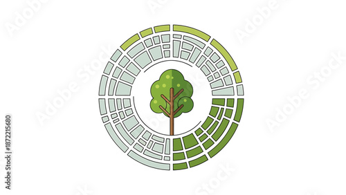 green city planning concept illustrating sustainable urban development integrating ecological infrastructure for modern environmental design.